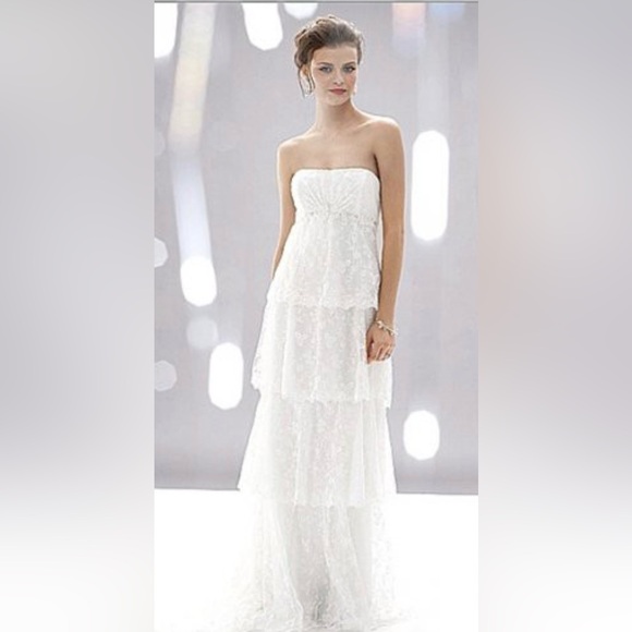WTOO BRIDES by WATTERS $1100 Strapless Lace DressStella Tiered Train NEW 8